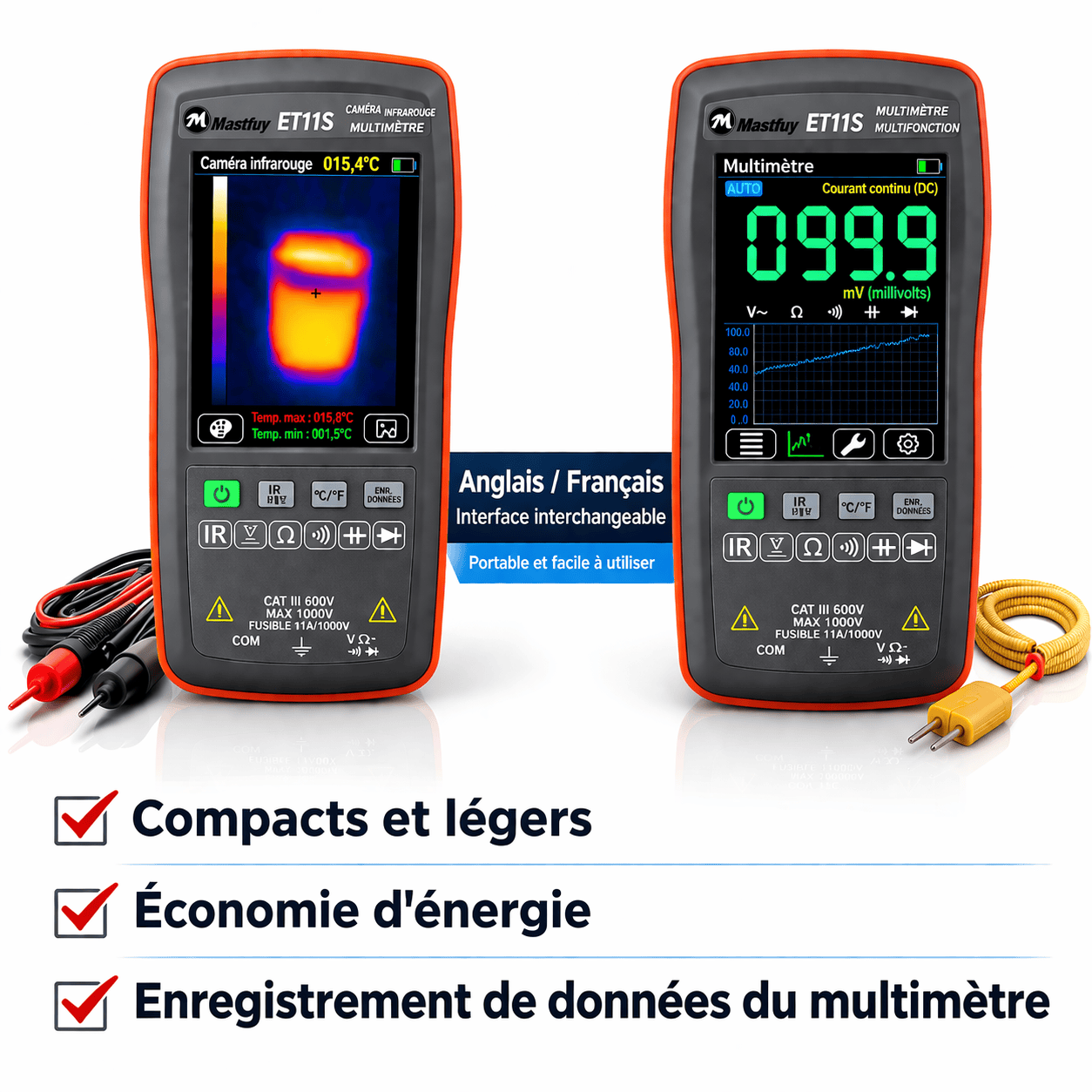 Camera thermique 2-en-1 – Détection précise et rapide
