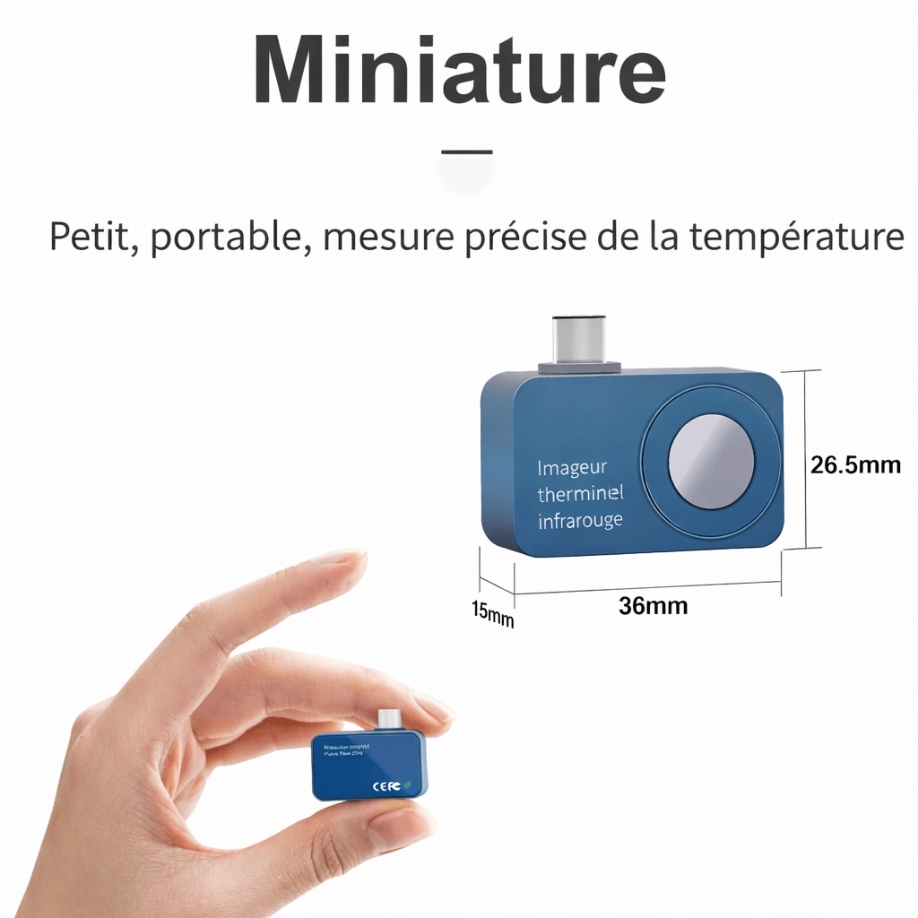 Caméra Thermique Smartphone – 256×192 pixels, -15 à +600°C, Android USB-C